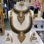 Load image into Gallery viewer, Full Bridal South Indian Set (2Necklace, Earrings, Maangteeka, Kamarpatta, 2 Bajubandh, Hair Choti)
