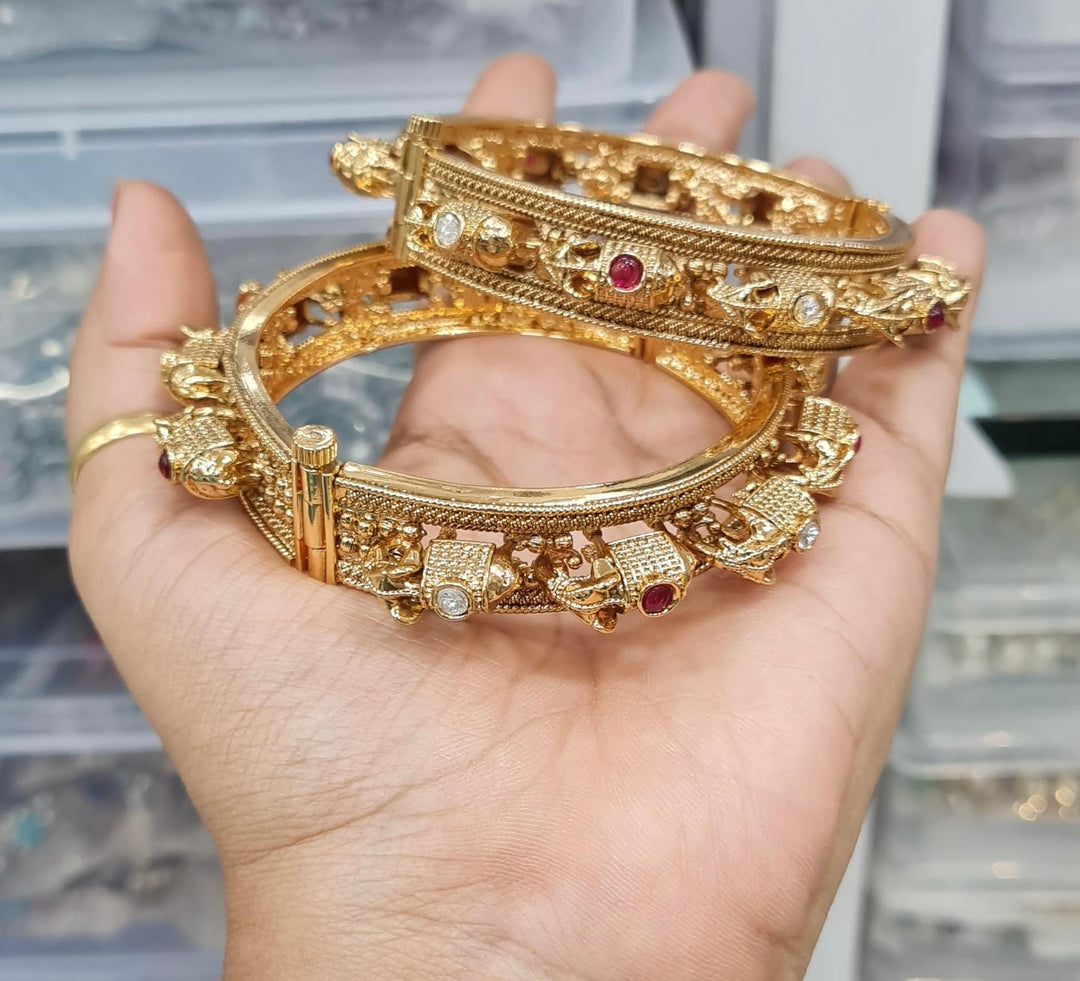 Elephant Gold Finish Copper Kada