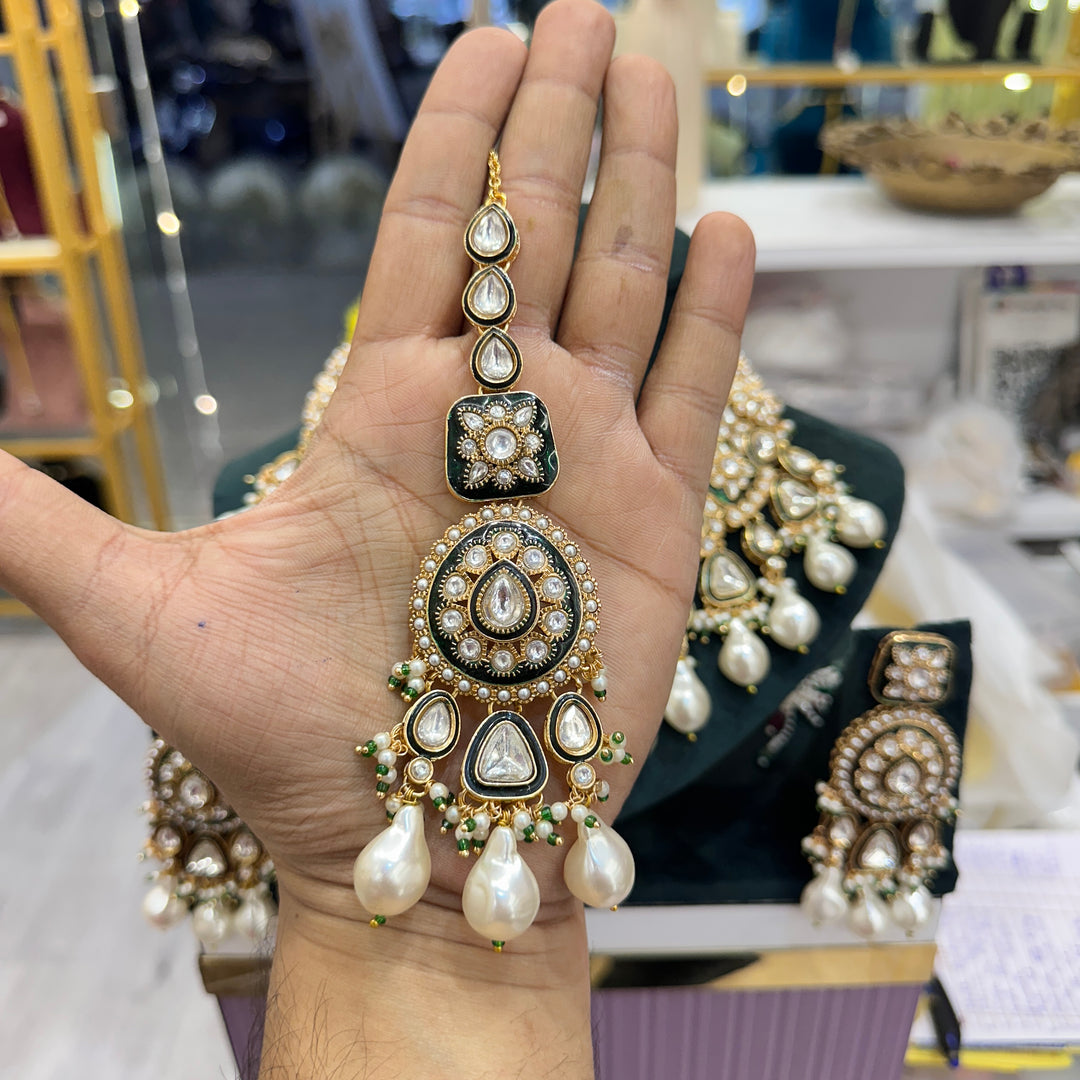 Muskaan Semi Bridal Kundan Polki Necklace - White