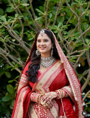 Sufi Semi Bridal Kundan Choker - Dark Green