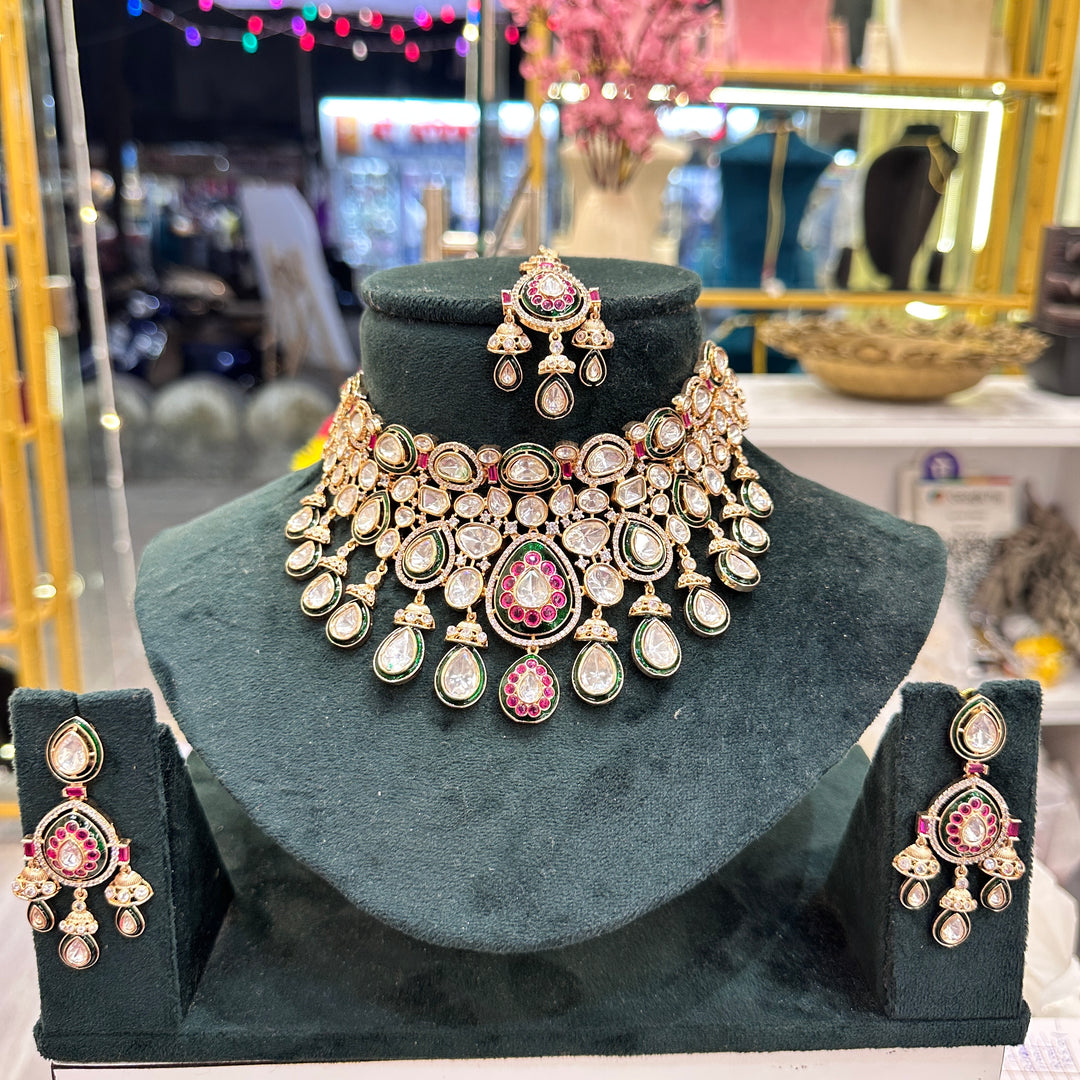 Nayantara Heavy Semi Bridal Moissianite Choker Set