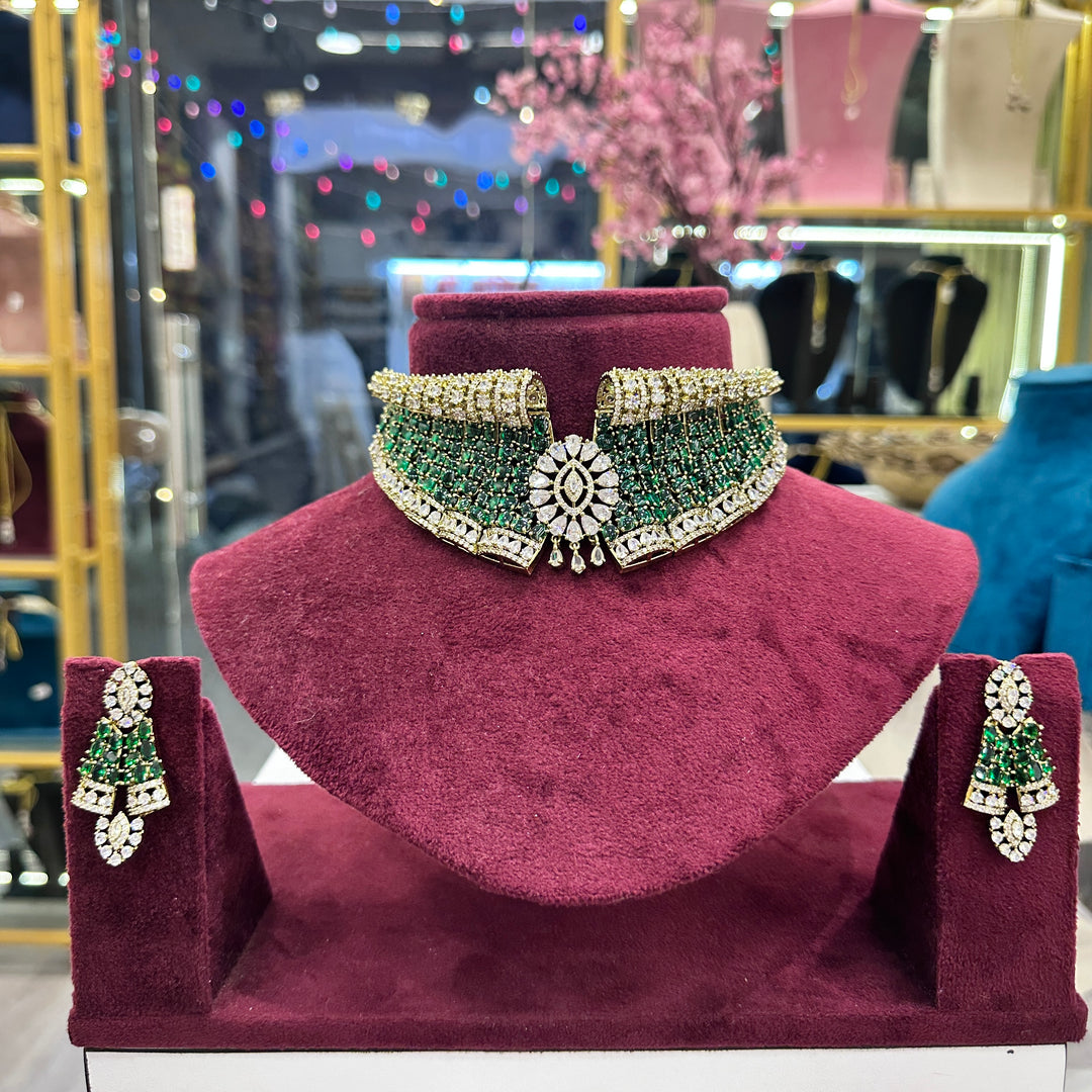 Designer Miran Moissianite Choker - Green