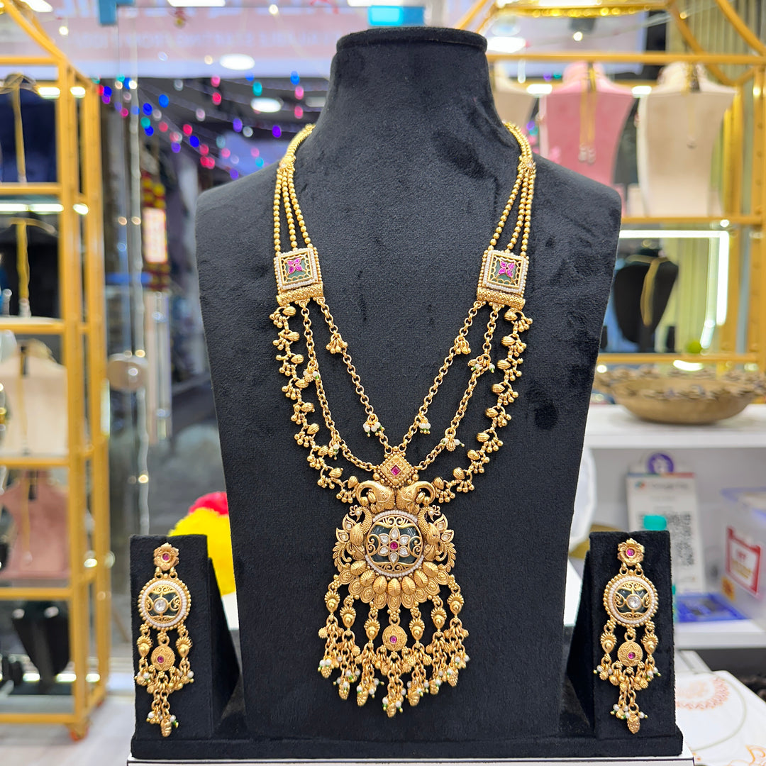 Long Punam 3 Line Heritage Necklace