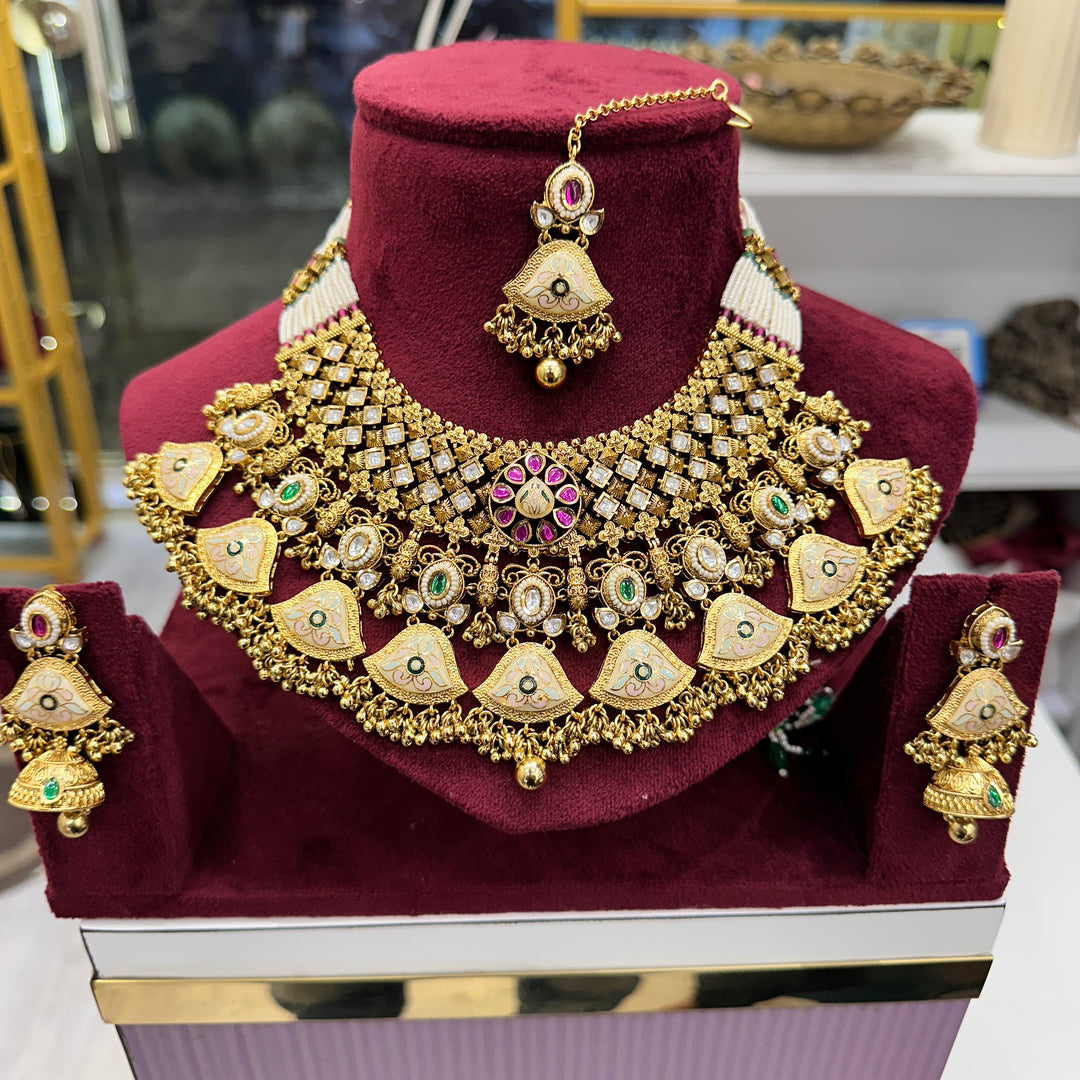 (Copy) Riya Semi Bridal Layered Long Kundan Polki Necklace