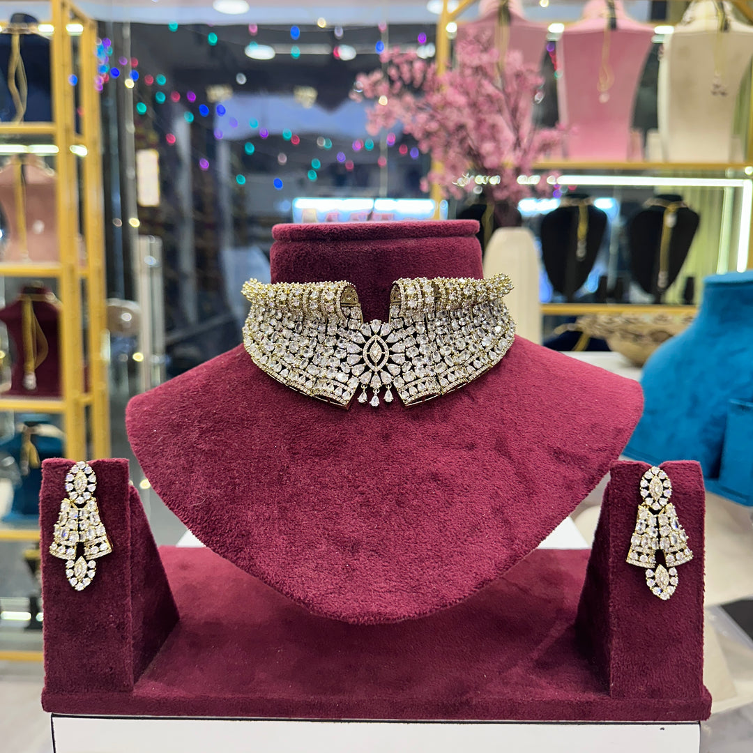 Designer Miran Moissianite Choker - White