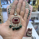 Load image into Gallery viewer, 4 Layer Kundan Polki Semi Bridal Long Necklace