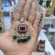 4 Layer Kundan Polki Semi Bridal Long Necklace