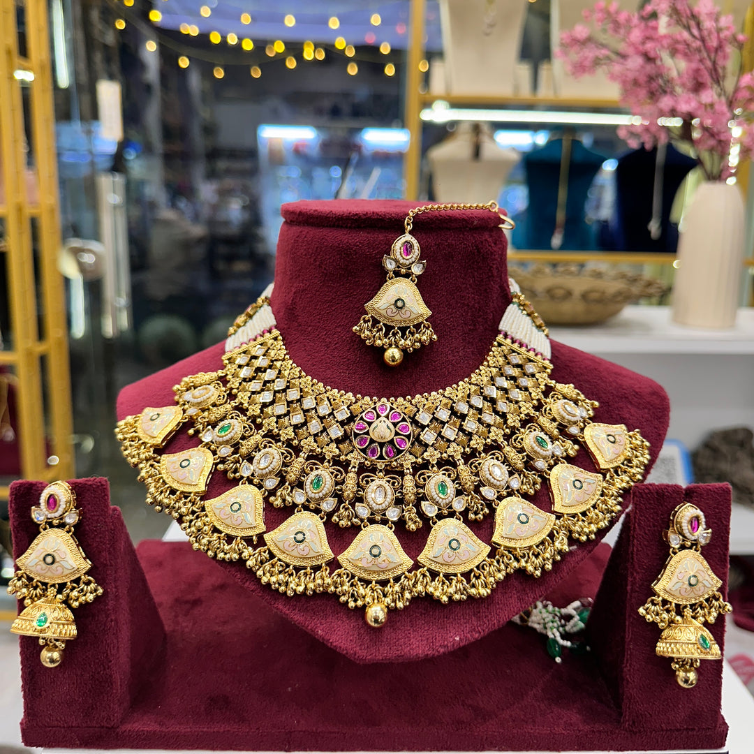 (Copy) Riya Semi Bridal Layered Long Kundan Polki Necklace