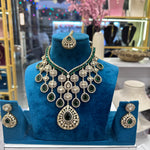 Load image into Gallery viewer, Designer vibhuti Moissianite Choker - Green