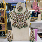 Load image into Gallery viewer, Maleeha Kundan Polki Semi Bridal Necklace - Ruby Green

