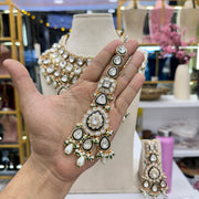 Maleeha Kundan Polki Semi Bridal Necklace - White