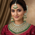 Load image into Gallery viewer, Nimrat Semi Bridal Choker Set With Jhumka + Teeka - Green
