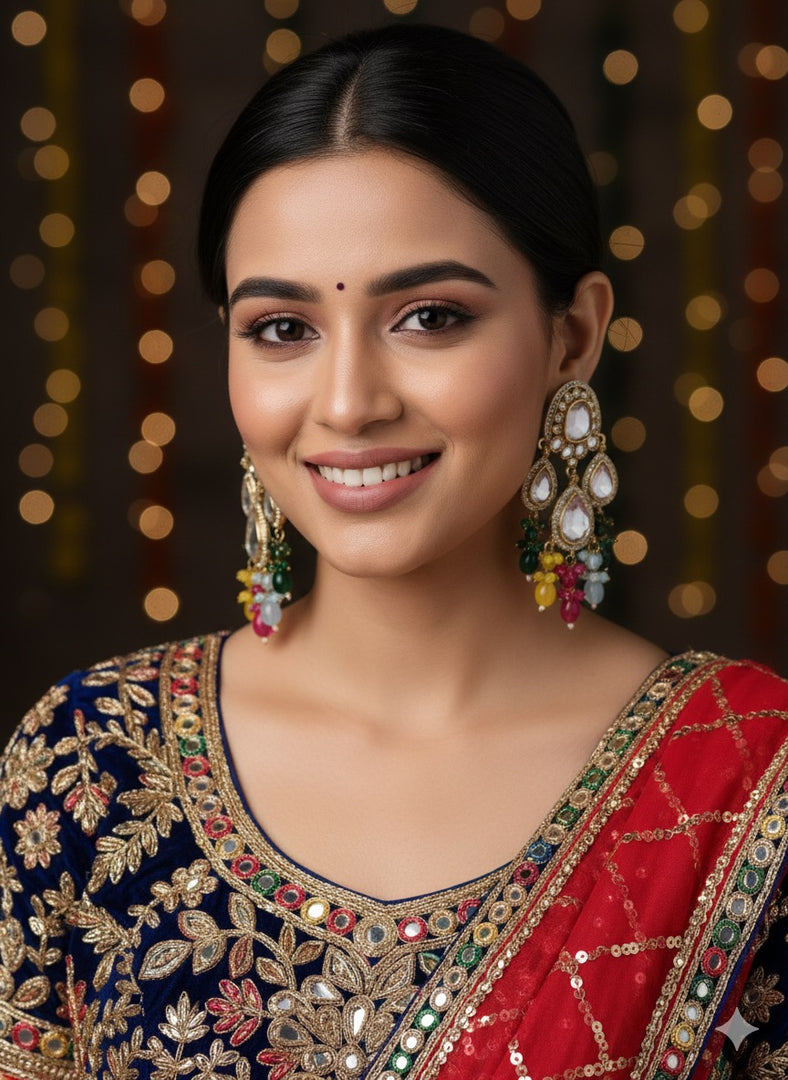 Abigail Colourful Kundan Chandbali