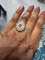 Load image into Gallery viewer, Leaf Moissianite Adjustable Ring - Ruby