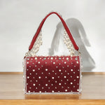 Load image into Gallery viewer, Designer Pearl  Crystal  Clutch - Rani Pink
