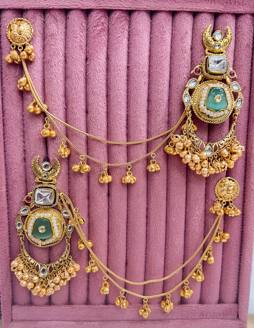 Aabha Kashmiri Earrings With Brass Kanchain