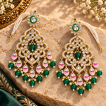 Load image into Gallery viewer, Suvarna Meenakari Chandbali with Kanchain