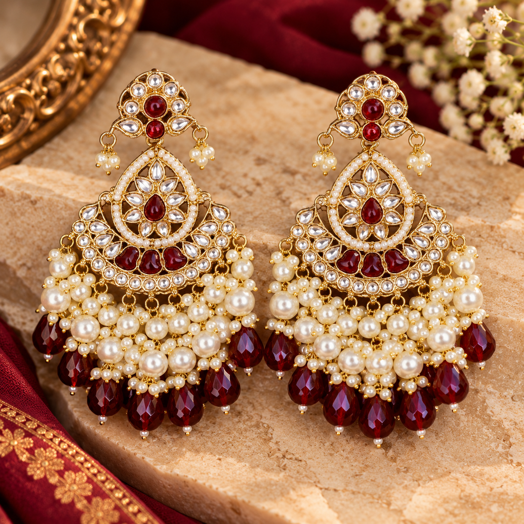 Nuzhat Chandbali- Maroon