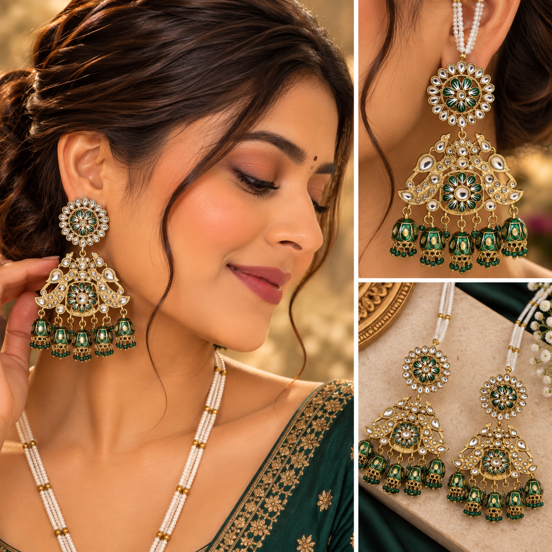 Nancy Meenakari 4 Jhumki Earrings With Kaanchain