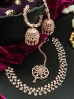 Load image into Gallery viewer, Rosegold Aleena American Diamond Choker With Jhumka
