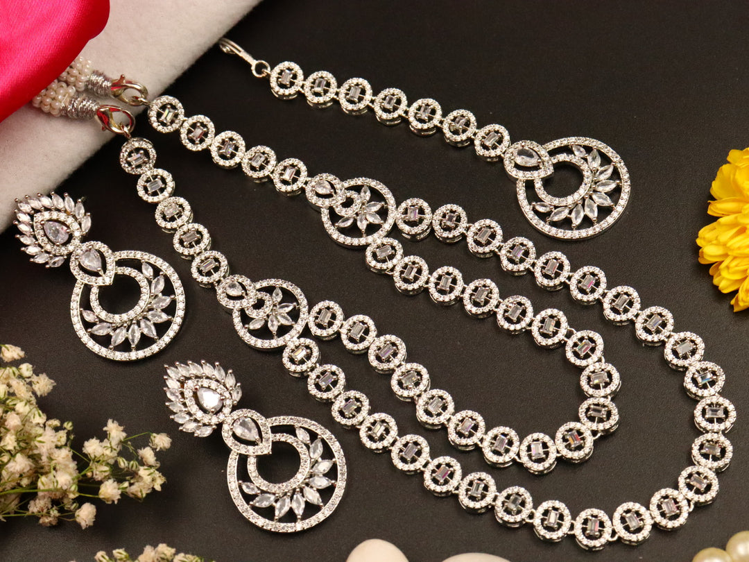Bhumi American Diamond Choker Set With Teeka