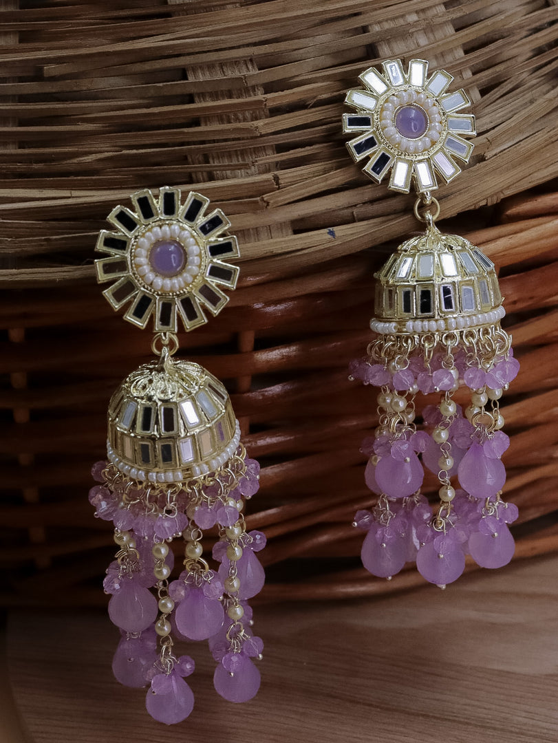 Divyakshi Mirror Jhumka With Glass Beads