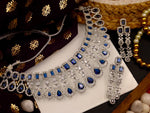 Load image into Gallery viewer, Tanvi American Diamond Choker Set With Mangtika- Royal Blue
