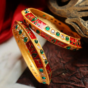 Hiral Rajwadi Bangles - Red