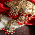 Load image into Gallery viewer, Manveen Mirror Jhumka With Teeka
