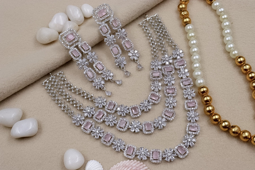 Pahar AD Choker Set - Baby Pink