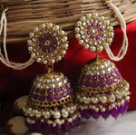 Load image into Gallery viewer, Kaur Jhumka With Pearl Kaan-Chain  ( Over size Jhumka )
