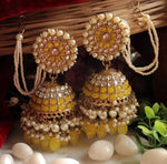Load image into Gallery viewer, Kaur Jhumka With Pearl Kaan-Chain  ( Over size Jhumka )
